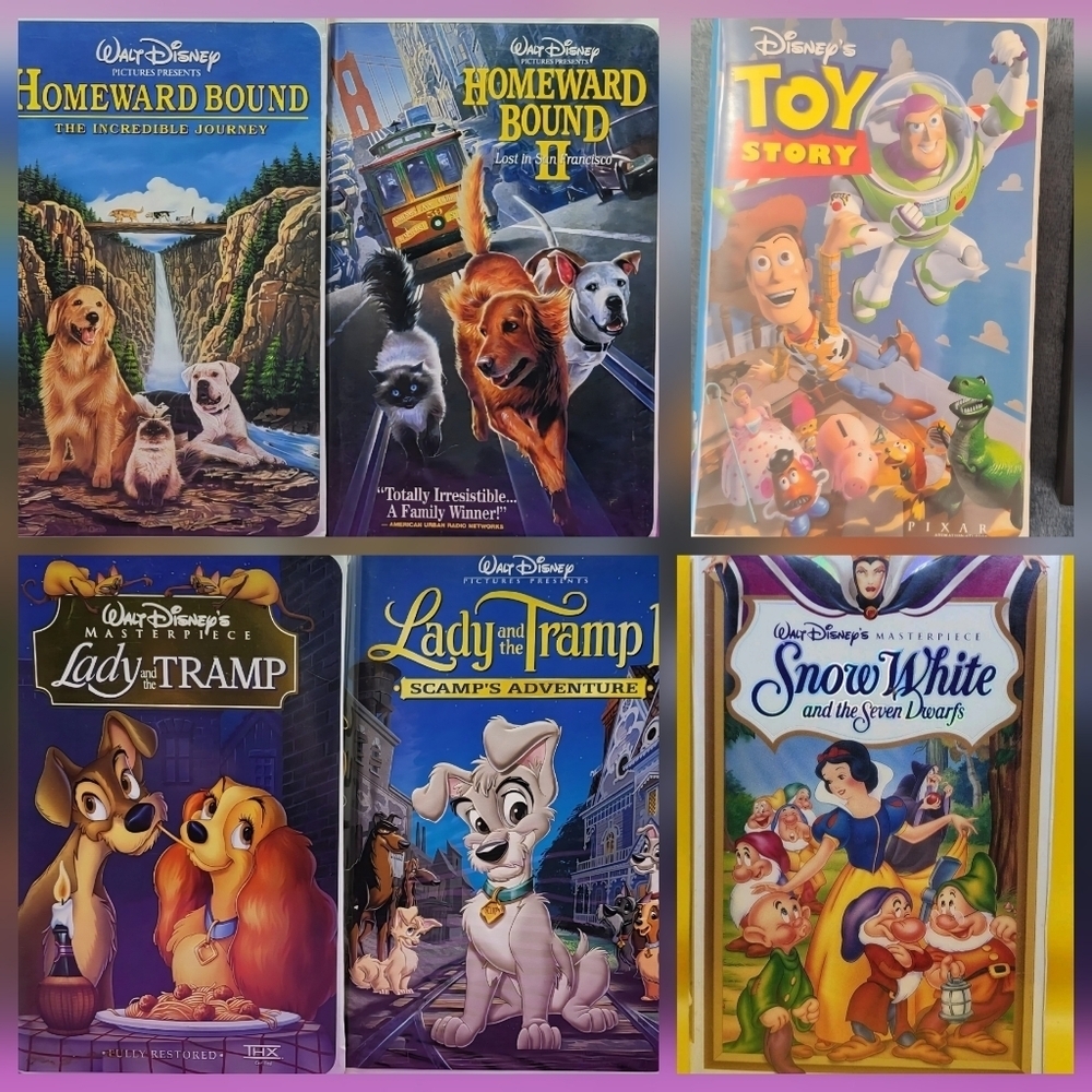 6 Disney VHS Lot Homeward Bound Snow White Toy Story Land and the Tramp